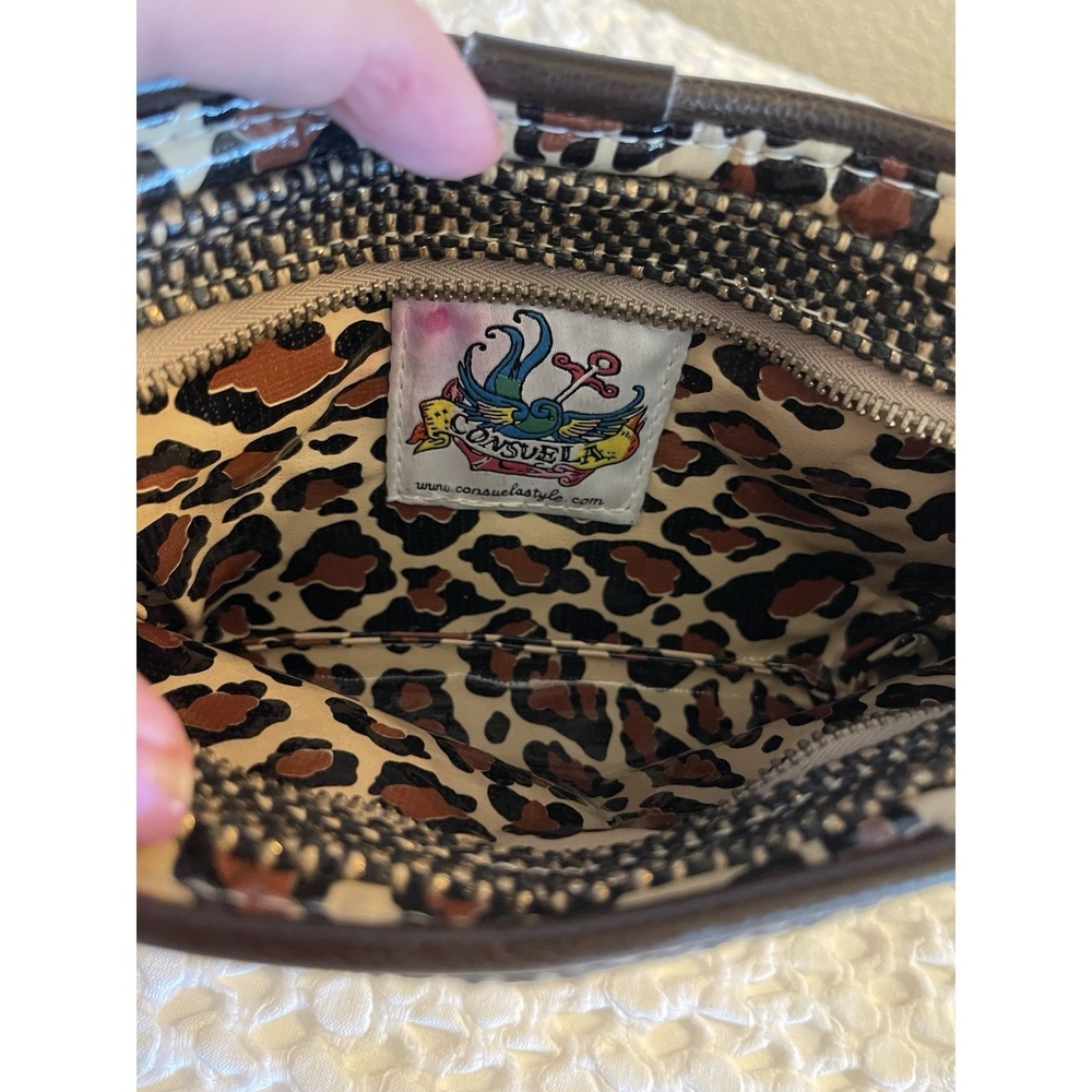 Consuela Embroidered Floral Wristlet Tweed Leopard Boho Funky Retired - Picture 4 of 12
